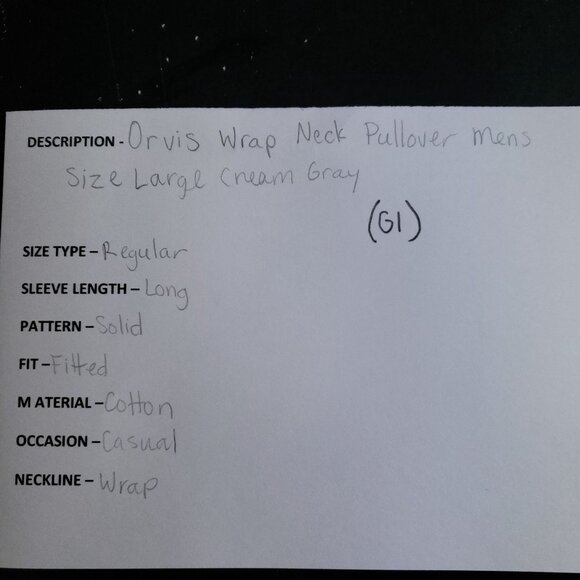 Orvis Wrap Neck Pullover Men's Size Large Cream Gray - Picture 5 of 6